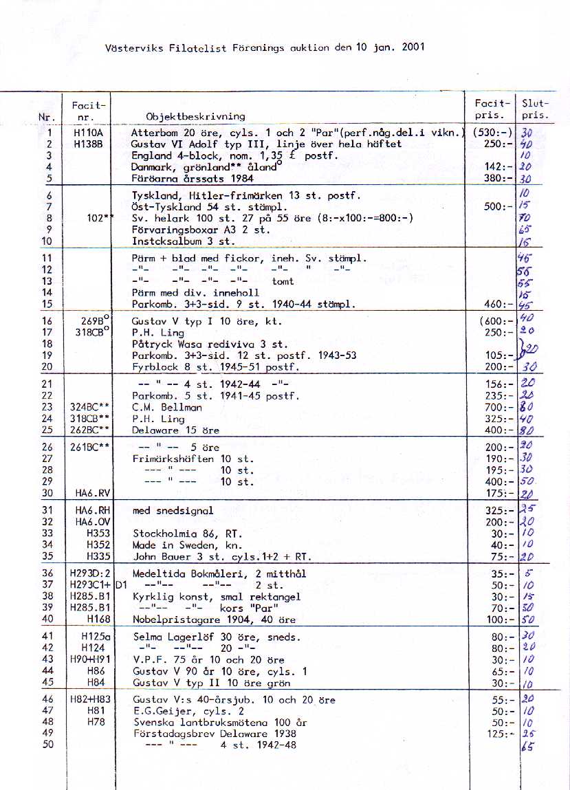Auktionslista 010110 del1