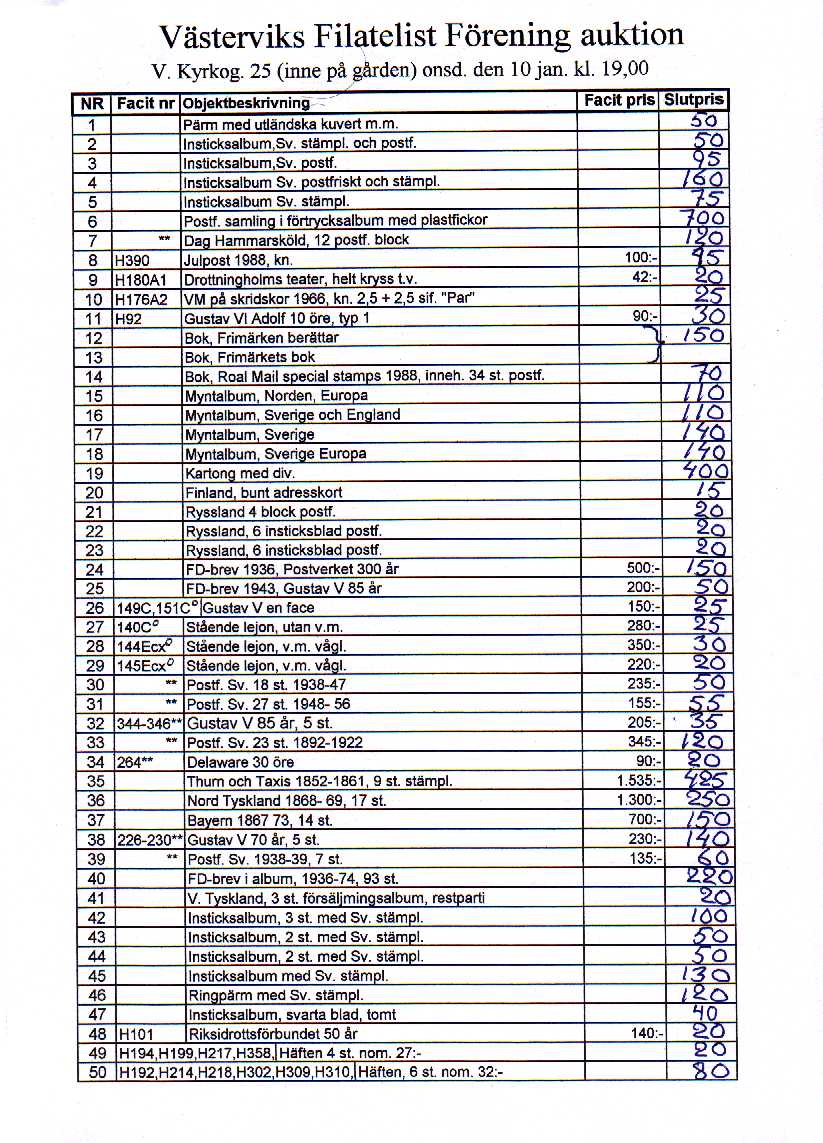 Auktionslista 070110 del1