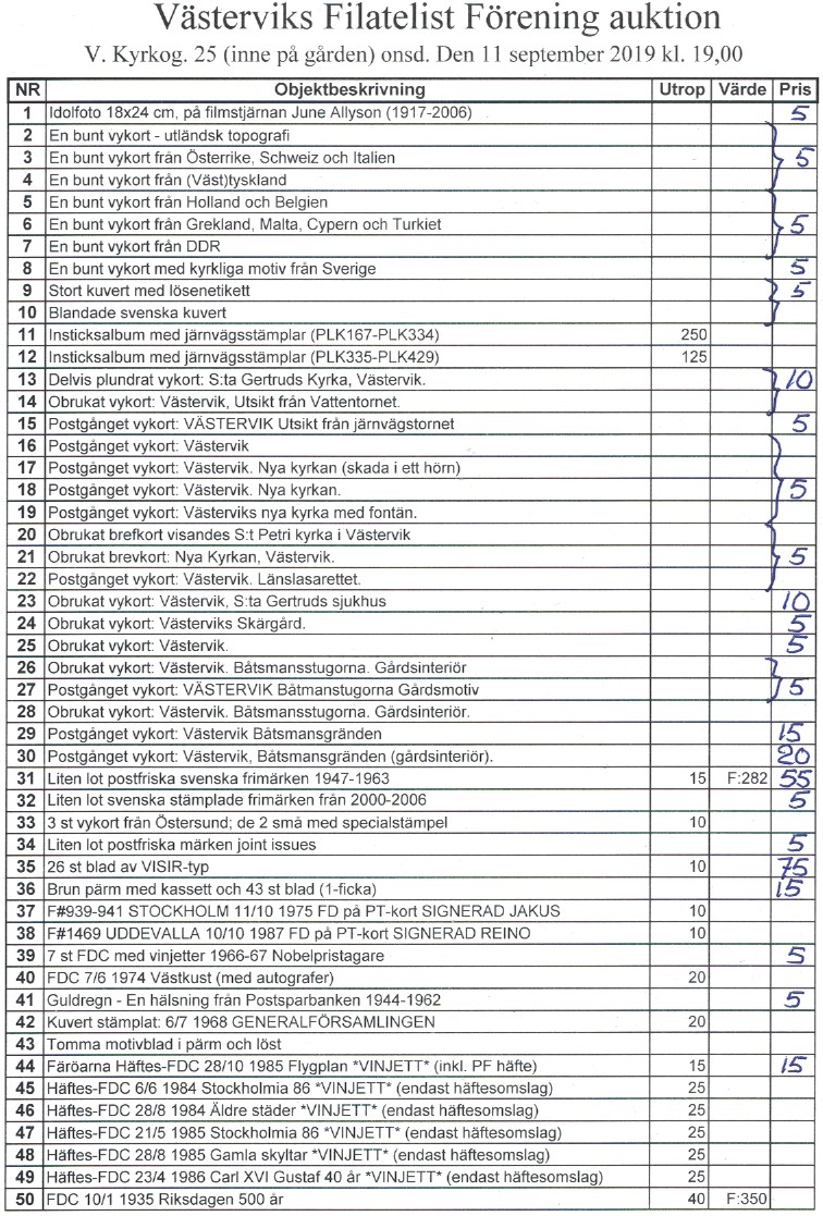 Auktionslista 190911