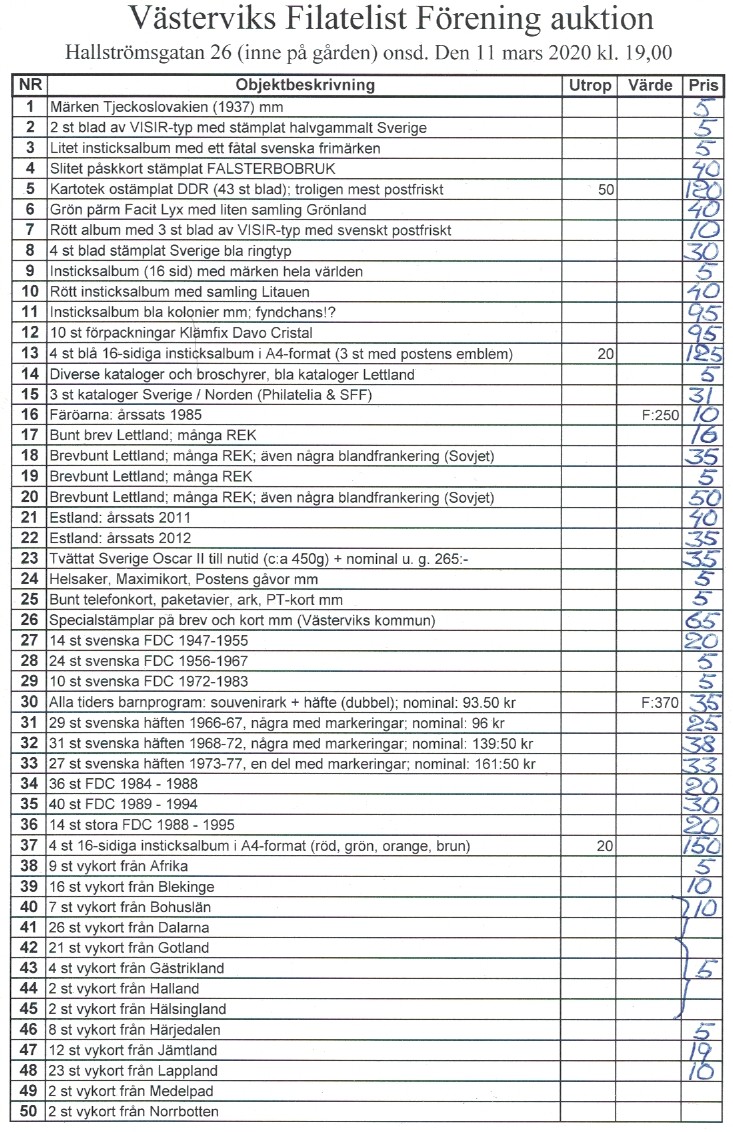 Auktionslista 200311