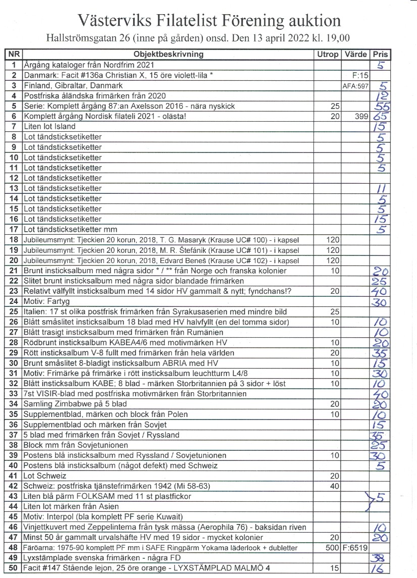 Auktionslista 220413 del1